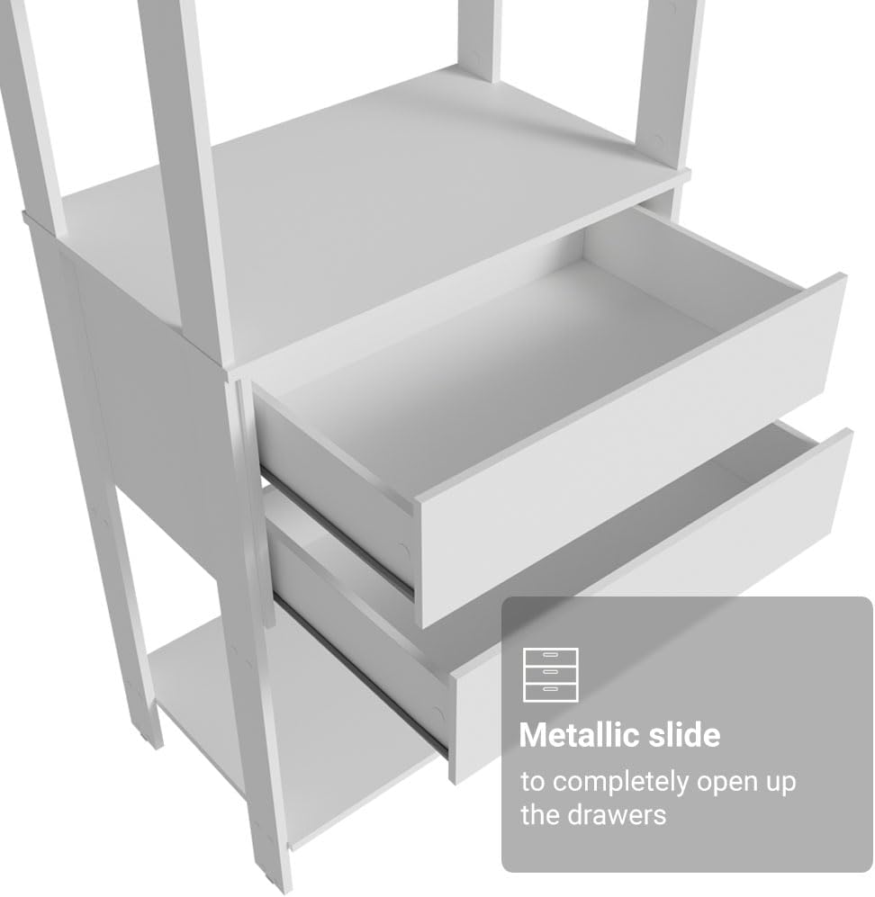 Madesa Kitchen Pantry Storage Rack 27" L with 2 Drawers and Open Shelves...