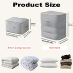 Ultra Space Saving Self Compression Organizer, 2025 New 3-Layer Zipper Large Capacity Storage Bag, Thick Satin Fabric Heavy Duty Bags for Comforters Blankets Bedding Duvet (Gray, X-Large, 2PC)