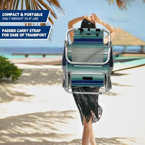 Backpack Beach Chair Aluminum 2 Pack with Folding Camping Table 5-Position La...