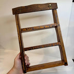 Rustic Wooden Ladder Shelf, 3-Tier Wall-Mounted Storage Rack, Farmhouse Style Decorative Shelving for Bedroom Living Room Bathroom, Natural Brown Wood Finish