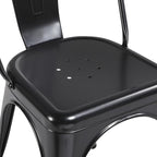 Yaheetech Metal Dining Chairs Set of 4, Industrial Stackable Kitchen Chairs with Back for Dining Room/Restaurant/Bistro/Patio, Indoor & Outdoor Use, Matte Black