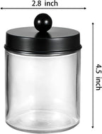Amolliar 6Pc Apothecary Jars Bathroom Vanity Organizer- Rustic Farmhouse Decor Storage Canister with Stainless Steel Lids- Qtip Dispenser Holder for Q-Tips,Cotton Swabs,Rounds,Ball,Flossers (Black)