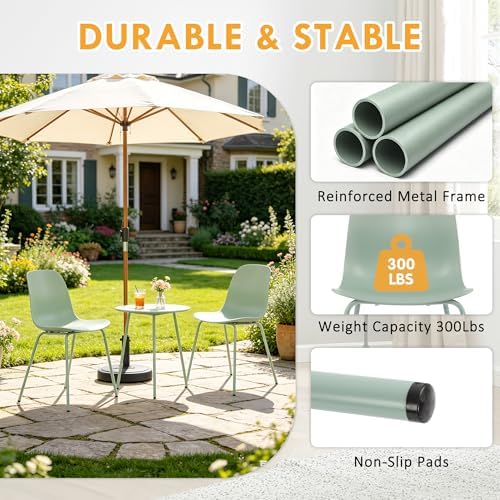 LSSPAID Mint Green Dining Chairs Set of 4, Modern Waterproof Plastic Kitchen ...