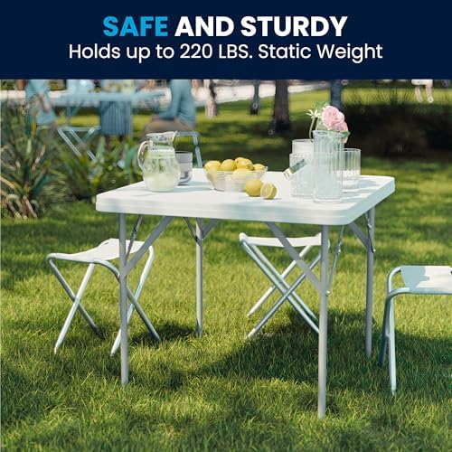 Flash Furniture Elon Square Plastic Folding Table, Portable Dining Card Table...