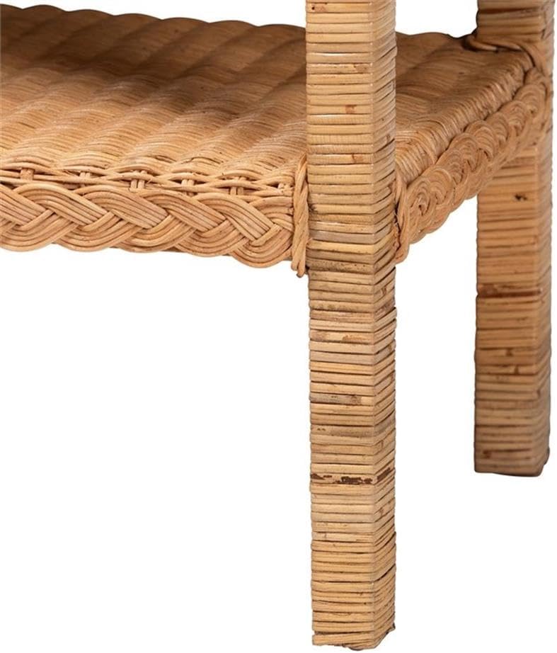 bali & pari Minahasa Bohemian Light Honey Braided Rattan Side Table