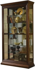 Pulaski Furniture Poplar Wood Sliding-Door Curio in a Rich Brown Finish