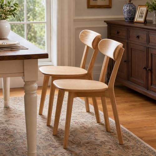 Dining Chairs, Kitchen Chairs, 100% Oak Solid Wood Modern Chair with Curved B...