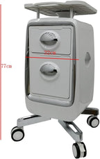 2 Drawers Mobile Trolley Cart for Ultrasound Imaging Scanner Beauty Storage Trolley Mobile Beauty Device Utility Cart ABS Material with Four Wheels for Hospital Home Office