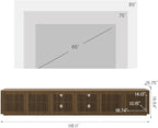 POVISON Full Assembled Mid Century Modern TV Stand, 118” Extra-Large Entertainment Center for 100 inch TV, Wood Slatted TV Media Console with Storage for Living Room Bedroom