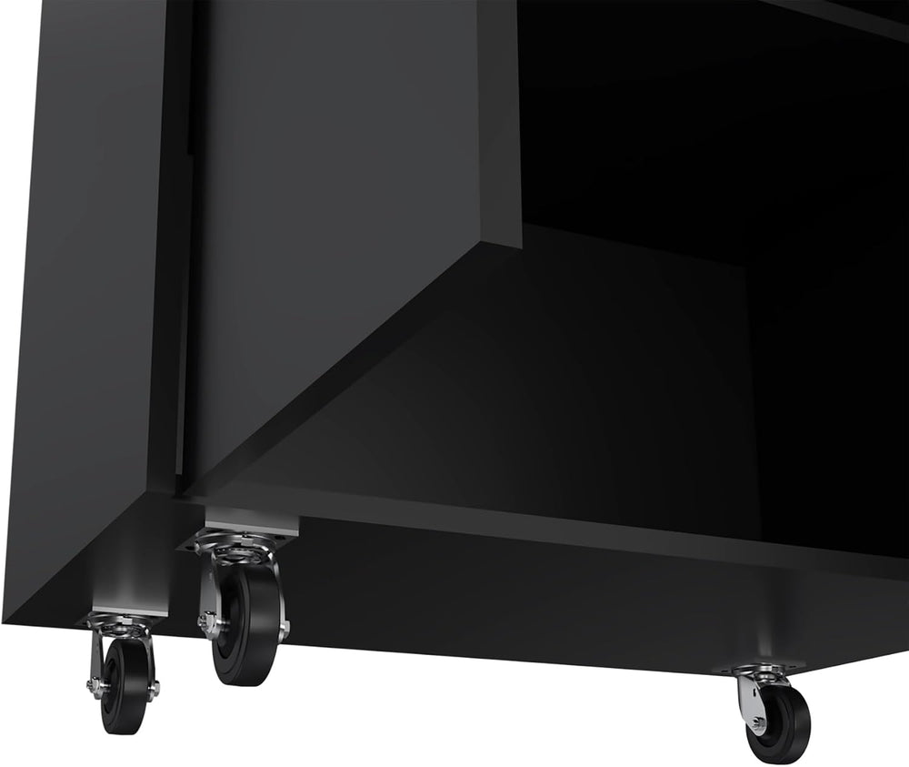 Storage Cabinet Lions, Double Door and Casters, Black Wengue Finish