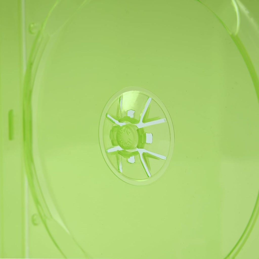 Maxtek 14mm Transparent Green Standard Single Capacity DVD Case with Outter Clear Sleeve Compatible for Xbox Game Discs, 100 Pieces Pack
