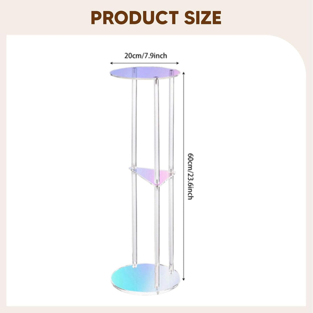 Acrylic Side Table, 3-Tier Modern End Table 20x20x60cm (7.9x7.9x23.6in) for B...