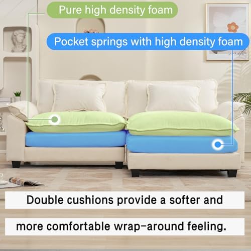 Oprisen 86" Modular Sectional Sofa, Comfy Deep Cloud Couch with Ottoman ...