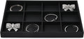 Black PU Leather Jewelry Display Flat Tray Ring Necklace Watch Organizer Display Tray (1 grid)