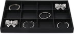 Black PU Leather Jewelry Display Flat Tray Ring Necklace Watch Organizer Display Tray (1 grid)