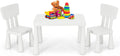 HONEY JOY Kids Table and Chair Set, Plastic Children Activity Table and 2 Chairs for Art Craft, Easy-Clean Tabletop, 3-Piece Toddler Furniture Set for Daycare Playroom, Gift for Boys Girls(White)