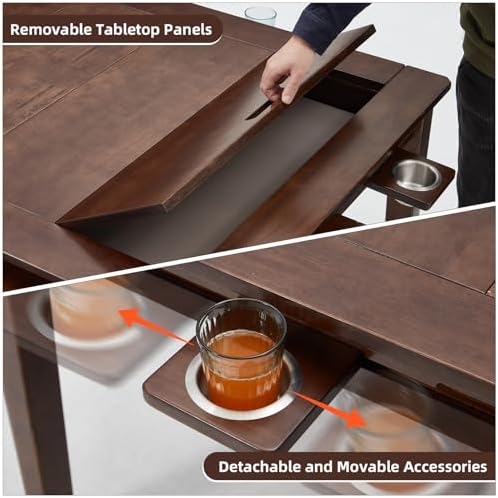 Coperat Solid Wood Board Game Table for 4-6 Players,Dining/Gaming Table w/ 54...