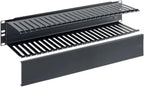 ICC 2U Finger Duct Cable Manager Panel with Cover, Plastic with Metal Back Frame, 5" Depth, Horizontal Cable Management, Rackmount for 19” Network Racks, Black, Single Pack