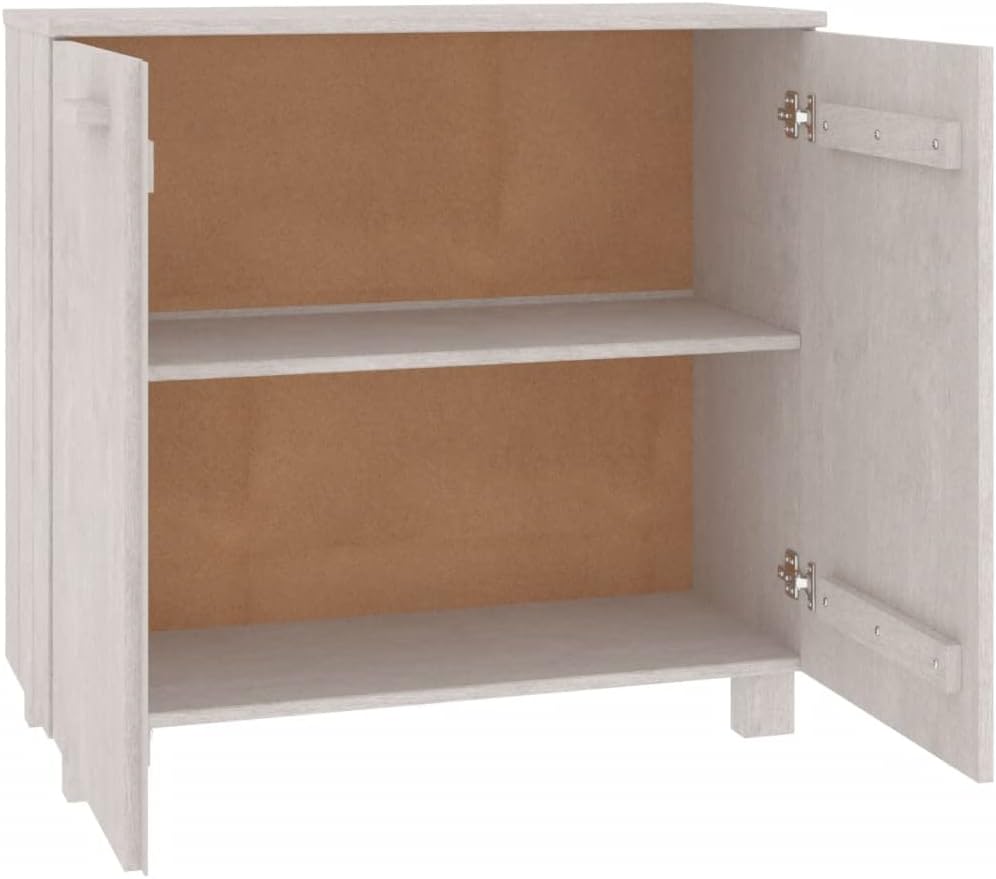 White Wooden Sideboard with 2 Doors, 33.5"x13.8"x31.5" Solid P...