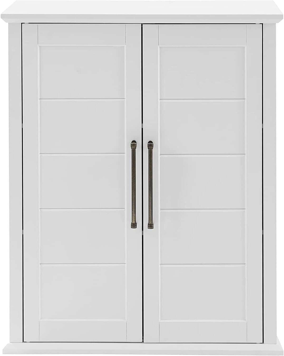 HomeStock Timeless Trends Stackable Storage Pantry White, Modern Farmhouse Design with 2 Adjustable Shelves and Oversized Hardware, 30 X 15.75 Inches