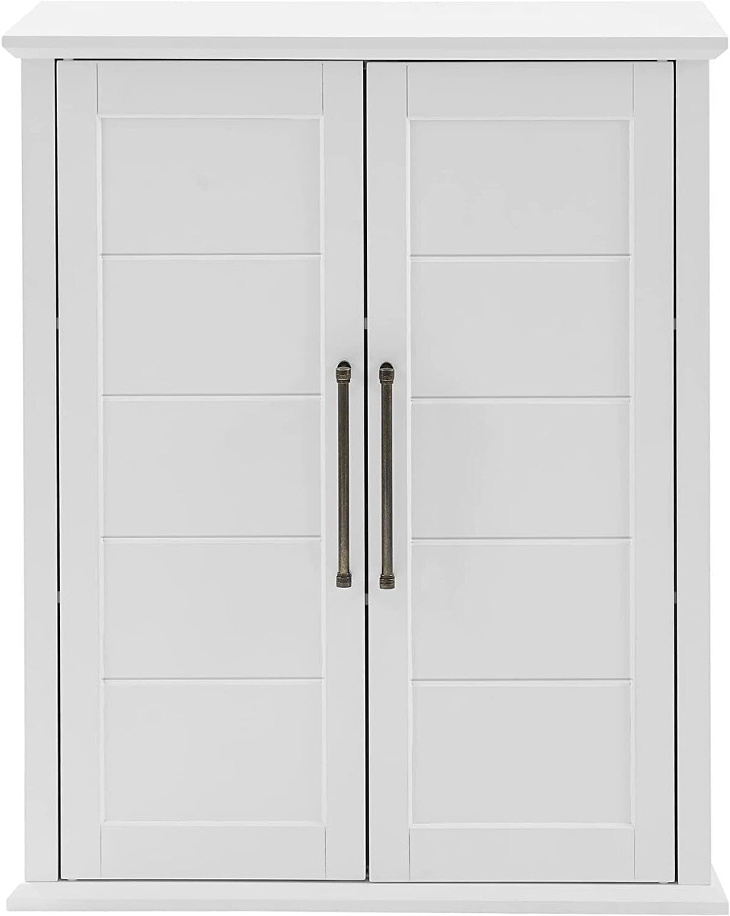 Maykoosh Antique Stackable Storage Pantry White, Two Adjustable and Removable Shelves, Magnetic Door Closure, 50.6" H x 30" W x 15.75" D