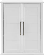 Maykoosh Antique Stackable Storage Pantry White, Two Adjustable and Removable Shelves, Magnetic Door Closure, 50.6" H x 30" W x 15.75" D