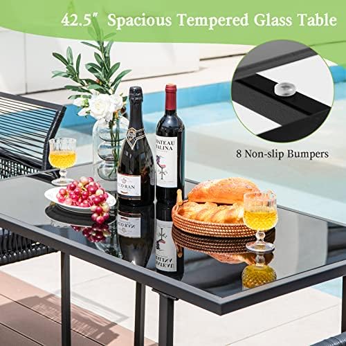Tangkula 3 Pieces Outdoor Dining Set, Patio PE Rattan Furniture Set with Fold...
