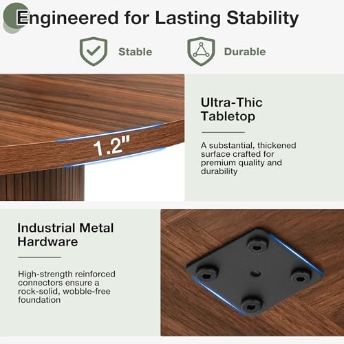 47-Inch Round Dining Table for 4-6, Tambour Door Storage, Walnut