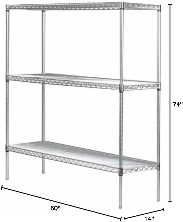 Omega 14" Deep x 60" Wide x 74" High 3 Tier Gray Starter Shelving Unit