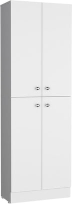 Kitchen Pantry 71" H, 4 Doors, 5 Adjustable Shelves, Laundry, White