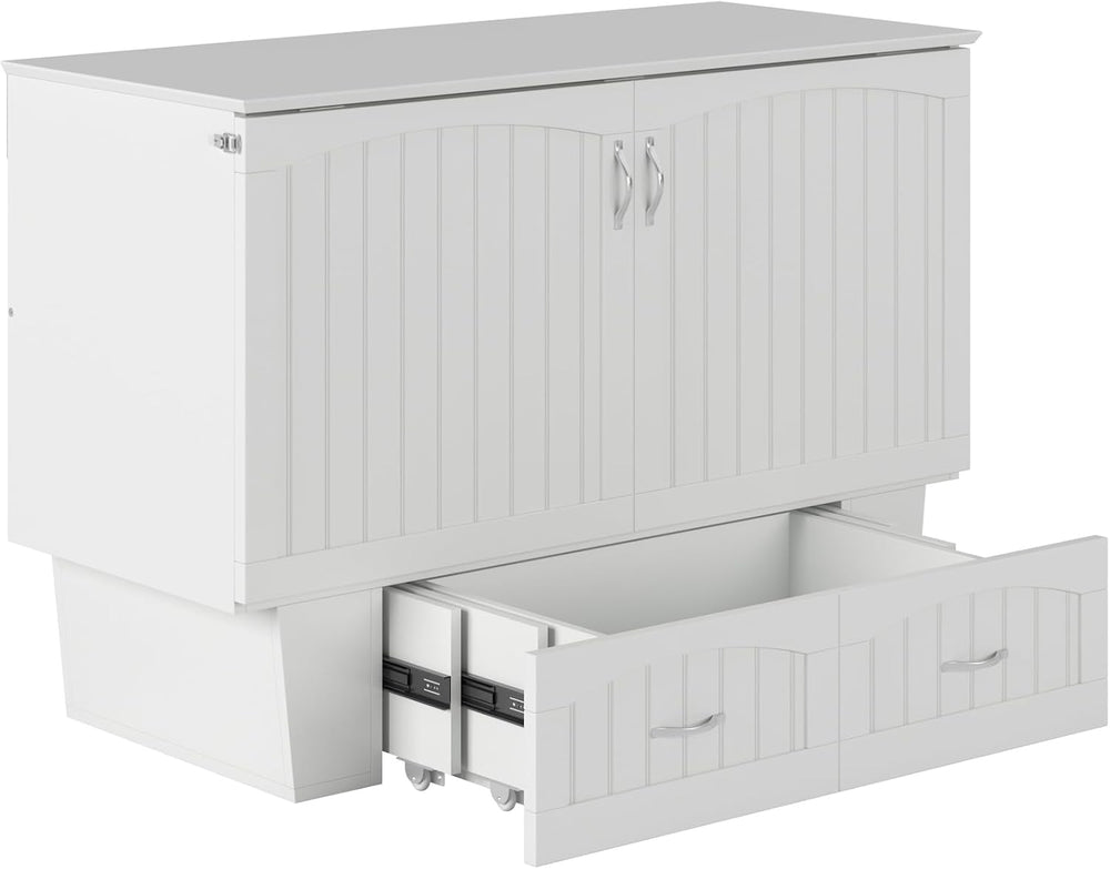 AFI, Nantucket Murphy Bed Chest Full with 6" Mattress & Drawer, White
