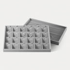Velvet Necklace Display Tray, Stackable 24 Grid Insert Pendant Necklaces Storage Holder Plate, Jewelry Retail Countertop Organizer (Gray)