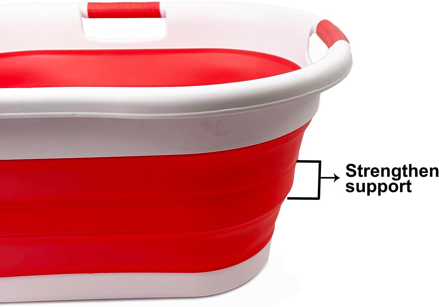 SAMMART 40L (10.5 gallon) Collapsible Plastic Laundry Basket - Foldable Storage Container- Portable Washing Tub - Space Saving Hamper (1, White/Coral Pink)