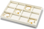 12 Grids Microfiber Jewelry Tray Bracelet Bangle Earring Tray Jewelry Display Trays for Bracelet Bangle Watch Earring Display Storage(Beige)