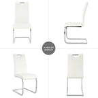 Goujxcy Dining Chairs Set of 2, Modern High Back Kitchen Chairs with Metal Legs and Faux Leather Padded Seat Upholstered Dining Chairs for Dining & Kitchen,Living Room (White&Silver, Set of 2)