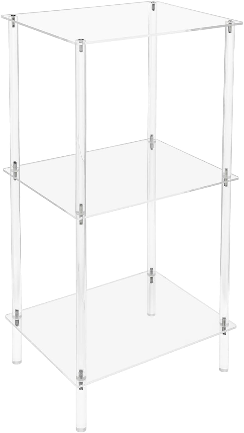 3-Tier Acrylic Record Player Stand, Clear Vinyl Record Storage Table with 11 ...