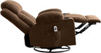 Swivel Rocker Recliner Chair with Vibration Massage & Lumbar Heating, Ergonomic Lounge Chair for Living Room, Rocking Function, Side Pocket, 2 Cup Holders, USB Charging Port