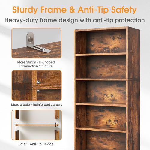 Sweetcrispy 5 Shelf Bookcase Open Display Bookshelf Storage Organizer