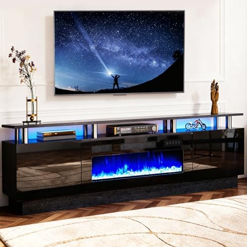 oneinmil Fireplace TV Stand with 36” Electric Fireplace, 2 Tier TV Console St...