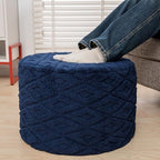 Round Ottoman Pouf, All-in-One Foam Filling Foot Rest 20x14In Navy | Stuffed Floor Pouf,Ottoman Foot Stool for Couch,Stuffed Pouf,Boho Floor Seating,Bean Bag Ottoman for Living Room Bedroom Dorm