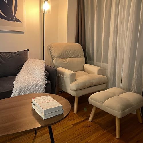INZOY Accent Chairs with Ottoman Set, Modern Velvet Armchair with Adjustable ...