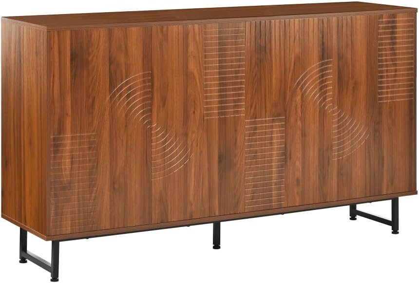 Saiveina Mid-Century Modern Walnut Sideboard Buffet Cabinet, 59 * 16 * 33 Inc...