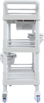 Medical Mobile Trolley Cart, Salon Storage Cart Movable Organizer Rolling Beauty Organizer Trolley 2 Foot-Operated Locking Castors 3 Open-Fronted Drawers 2 Waste Bins 176.37 Lbs Load Capacity