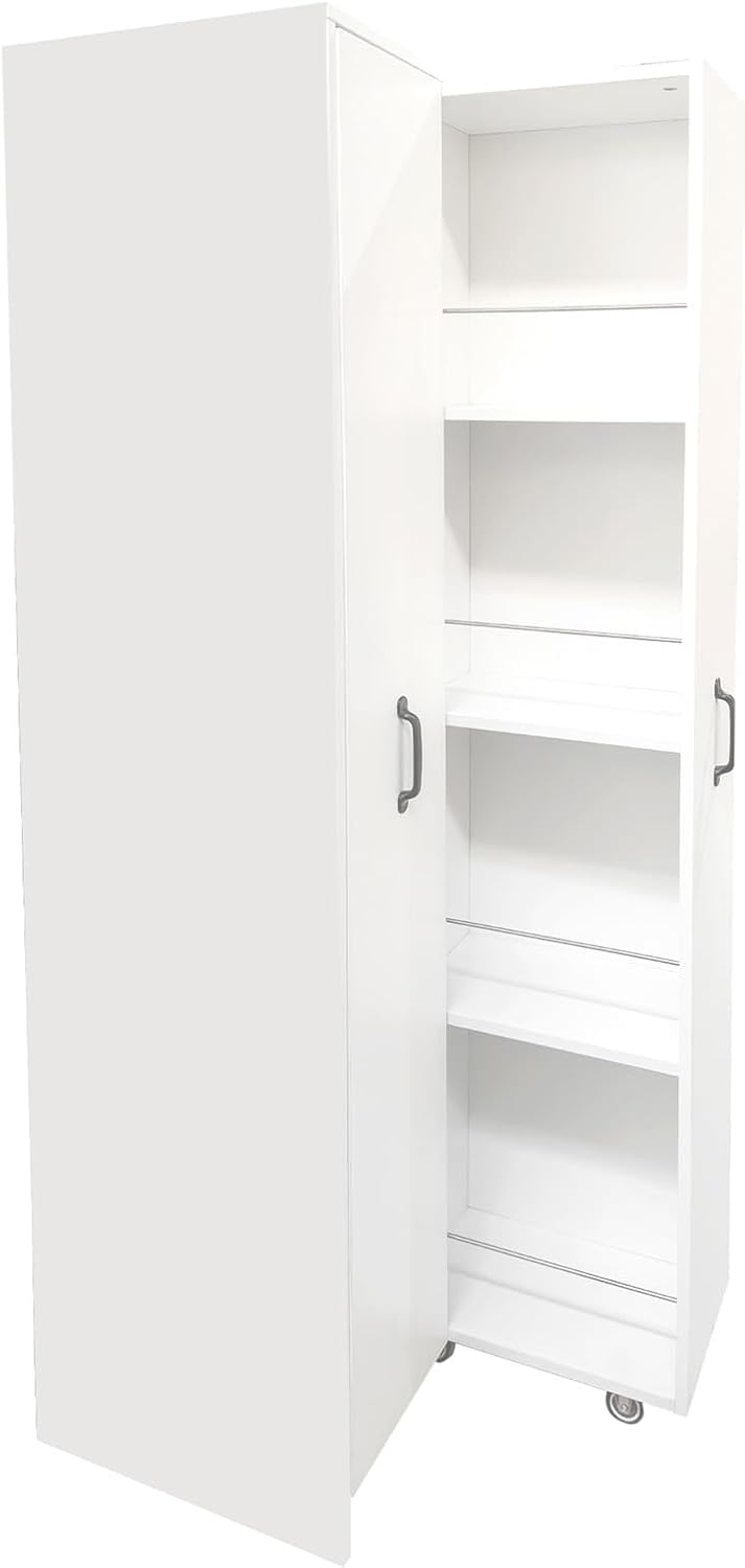 JOYSOURCE Tall Kitchen Pantry Cabinet with Pull-Out Shelves Large 2- Door Fre...