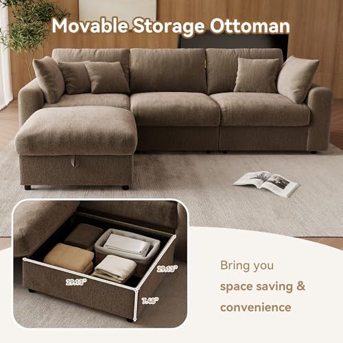 WorthFurni 110” Cloud Sectional Couches for Living Room, Modular Sectional So...
