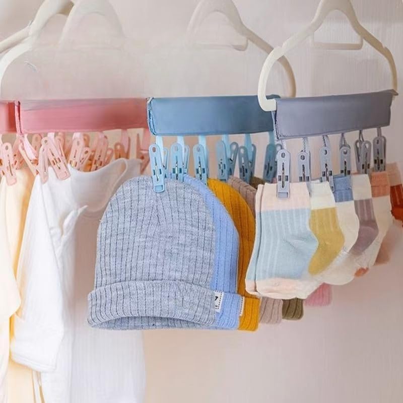 Portable Hanger Clips Travel Clothesline Folding Towel Drying Rack Hanging Dry Rack