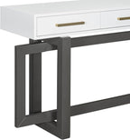 57” Console Sofa Table with 3 Storage Drawers, Modern Long Narrow Behind Couch Furniture for Living Room, Entryway, Foyer, Entrance, Hallway, Front Door, Corridor, Grey and White
