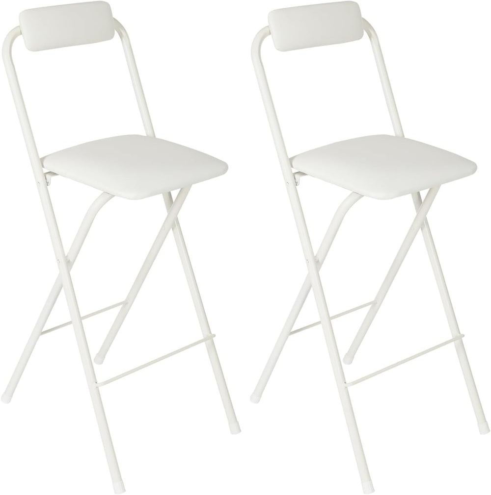 2 PCS Folding Bar Stool with Backrest | 27.56in Tall Foldable Stool Chair | C...
