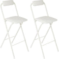 2 PCS Folding Bar Stool with Backrest | 27.56in Tall Foldable Stool Chair | Counter Height Seat Chair | Portable Chairs Folding Seat Bar Chairs | for Kitchen Island Shop Cafe (White, 2pcs-27.56in)