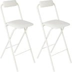 2 PCS Folding Bar Stool with Backrest | 27.56in Tall Foldable Stool Chair | Counter Height Seat Chair | Portable Chairs Folding Seat Bar Chairs | for Kitchen Island Shop Cafe (White, 2pcs-27.56in)